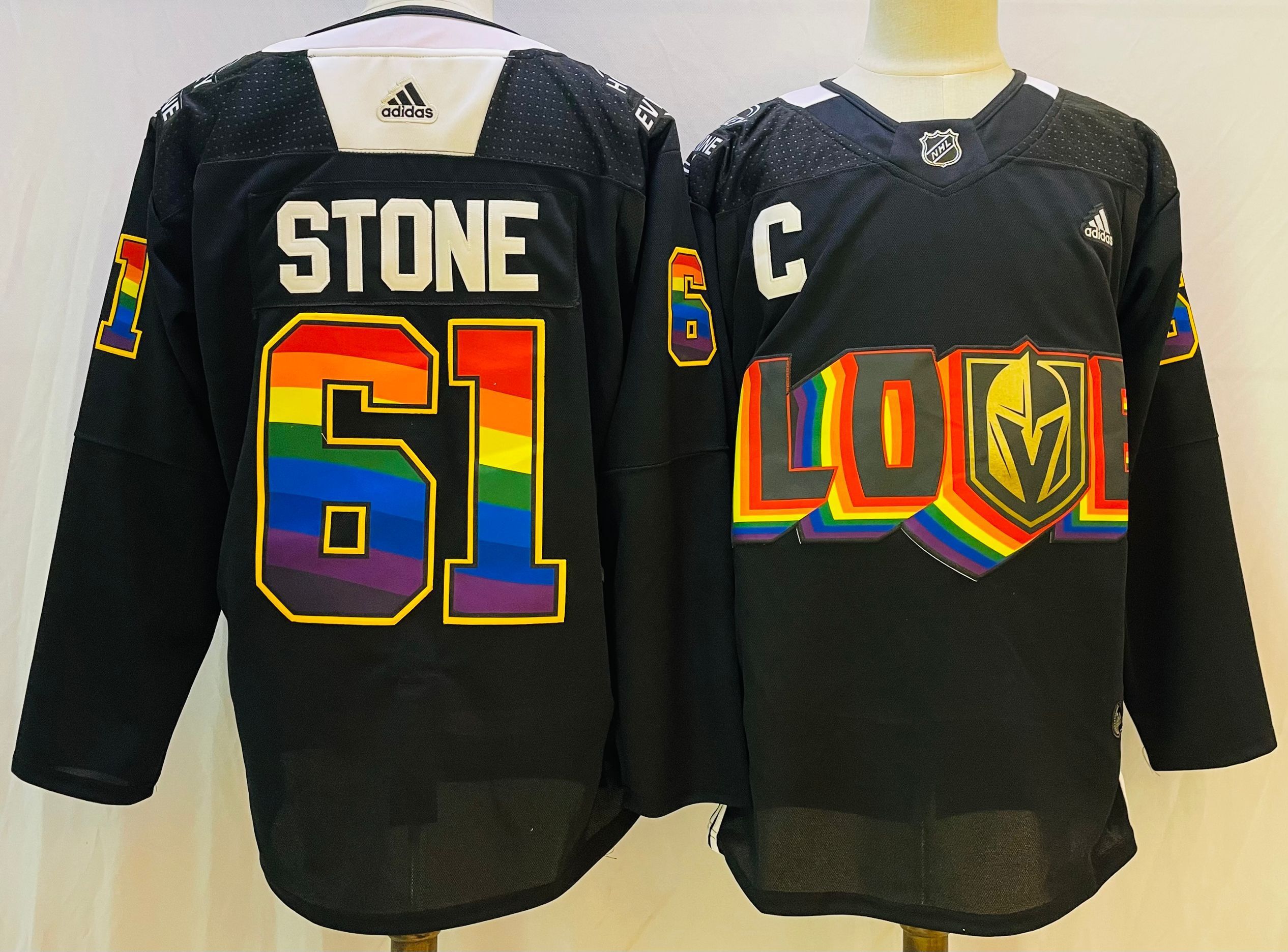 Men Vegas Golden Knights #61 Stone Black gold Stitched 2022 Adidas NHL Jersey->more nhl jerseys->NHL Jersey